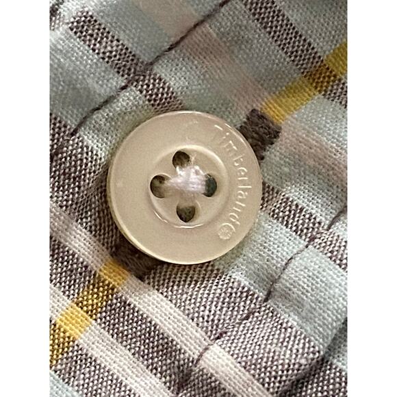 TIMBERLAND Textured Brown/Blue Plaid Button Down Shirt sz M - Picture 4 of 10